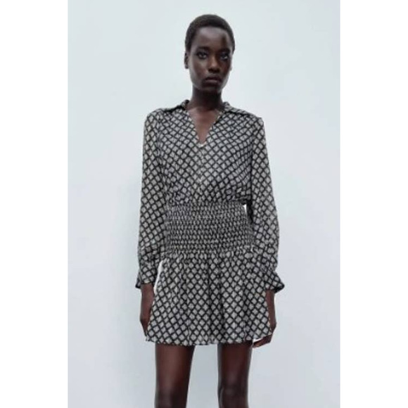 ZARA Metallic Thread Smocked Mini Dress - Picture 1 of 7